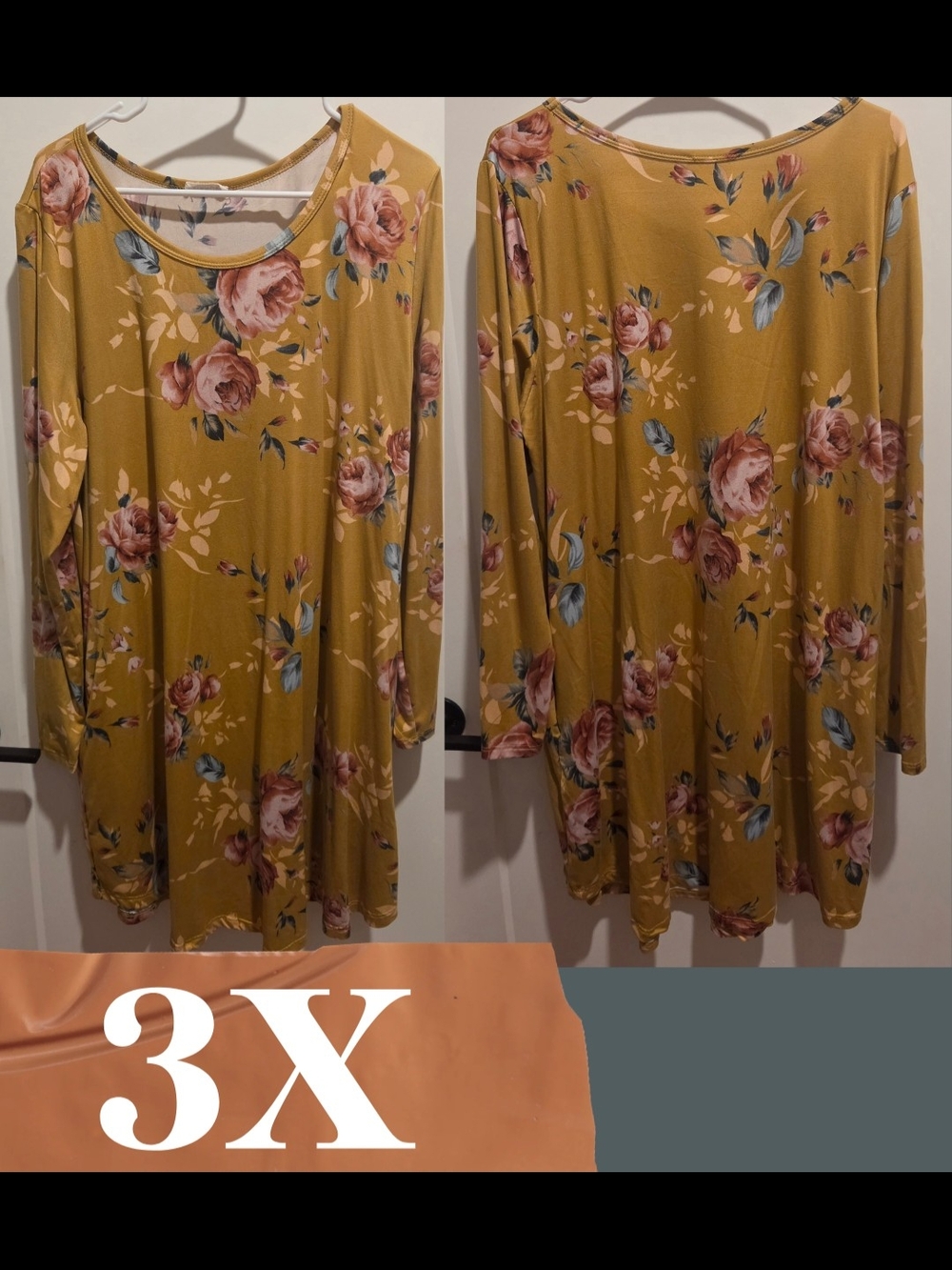 Chic Soul/Viamor - 3X - Mustard Floral Swing Dress